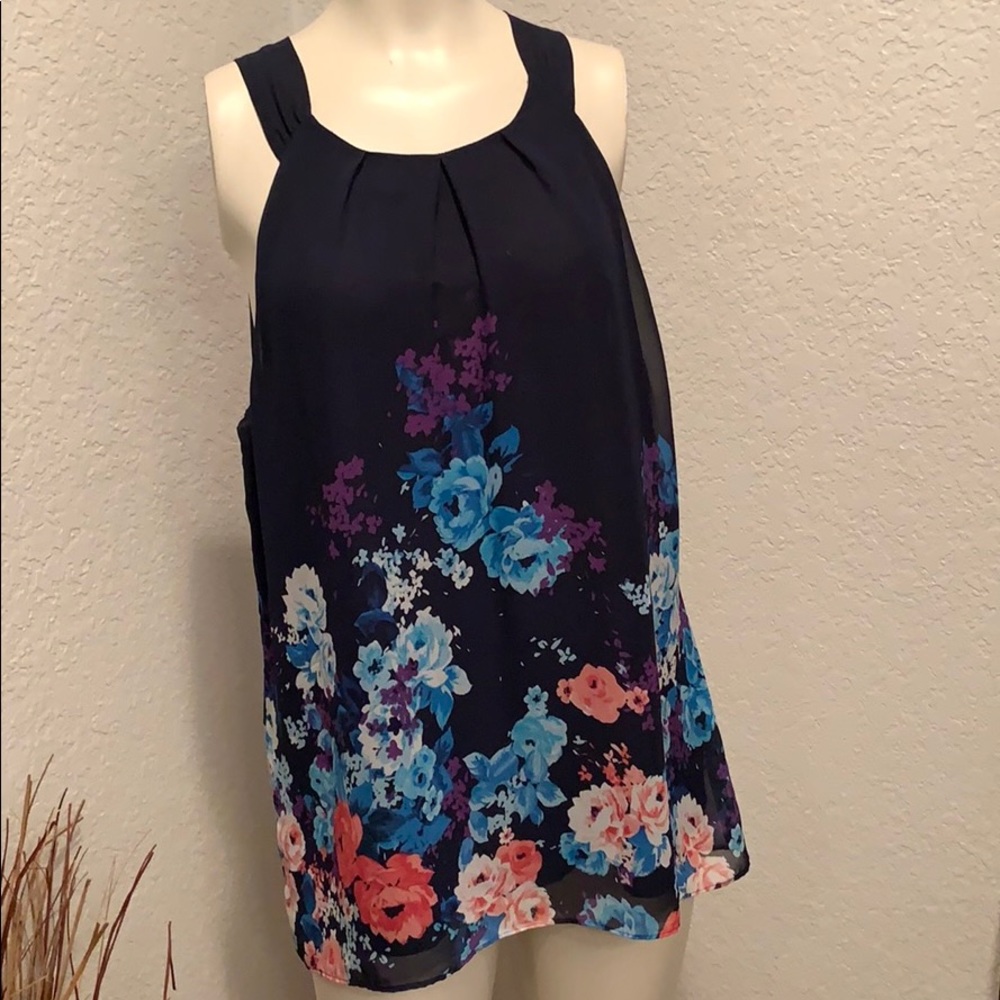 Ann Taylor Sheer Lined Floral Blouse